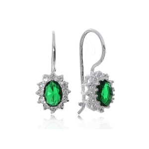 Kolczyki srebrne markizy ze szmaragdowymi cyrkoniami